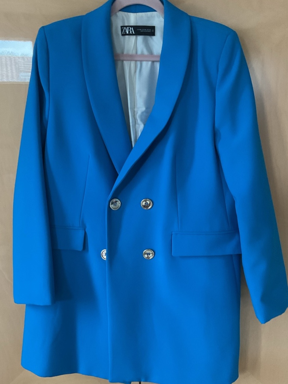 Zara Vibrant Blue Double-Breasted Blazer - Picture 3 of 7